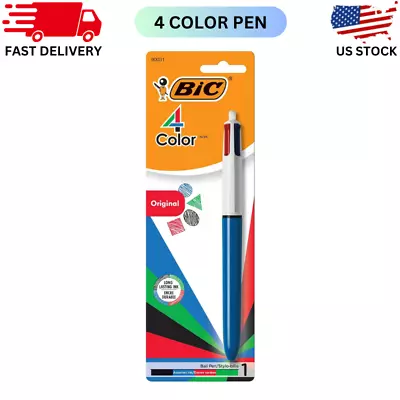 BIC Medium Point Ball Pen 4 Colors Assorted Ink 1 Per Pack • $4.99
