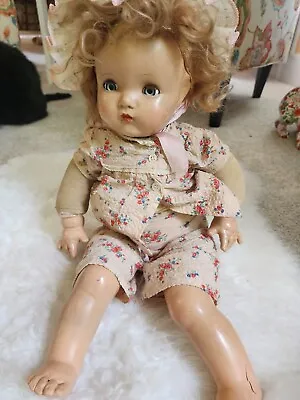 Vintage MADAME ALEXANDER COMPOSITION CLOTH DOLL 24   KITTEN  1961 Free Shipping • $80.99