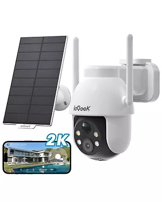 IeGeek Outdoor Wireless Solar Security Camera Home Wifi Battery PTZ CCTV System • £45.10