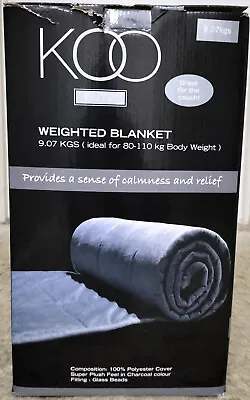 Koo Elite Weighted Blanket 9.7kg: Charcoal Colour: Ideal For 80-110kg Body • $20