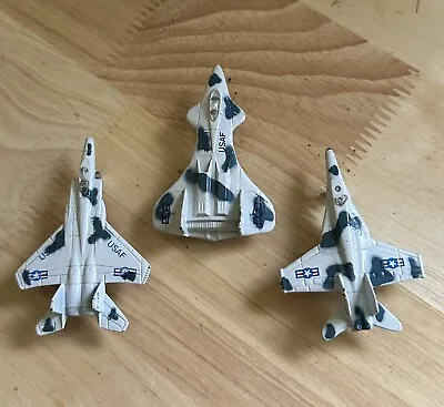 Vintage Lot Of 3 Soma Diecast Fighter Jets Airplanes USAF Vintage 1988 Pull & Go • $8.88