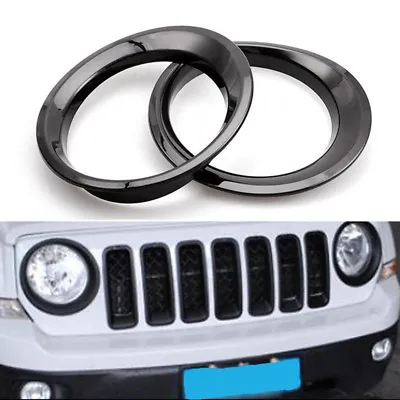 $40.95 • Buy Black Pair ABS Front Headlight Head Lamp Cover Trim For Jeep Patriot 2011-2017