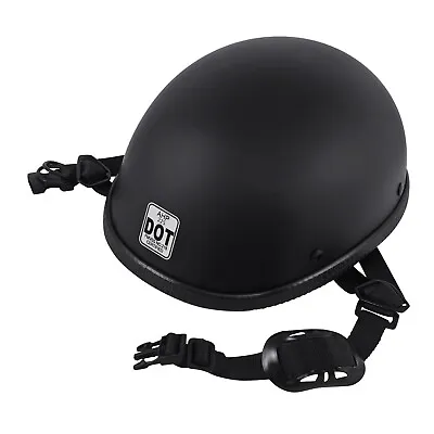 Original Flat Matte Black Motorcycle DOT Half Helmet Beanie Adult • $25.59