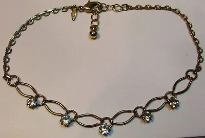 Vintage Avon Sp 10  Ankle Bracelet 5 Faux Diamonds Gold Tone Used - Vg • $29