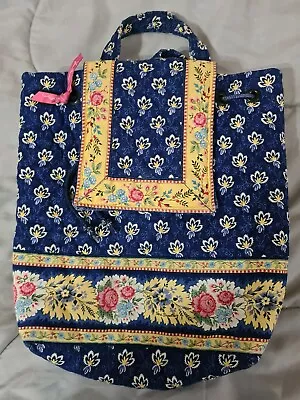 Vera Bradley Maison Blue Retired Pattern Backpack Bookbag Draw String Flap • $32