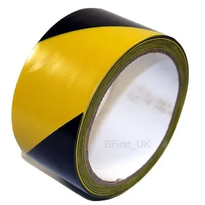 Reflective Hazard Tape Self Adhesive Black Yellow Barrier Tape Safety 10/33m • £5.60