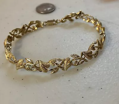 Vintage 14k Gold Leaf Bracelet • $447