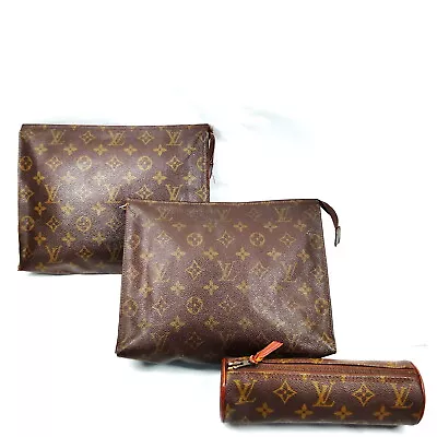 Louis Vuitton LV Clutch Bag  Clutch Pen Case 3 Set Browns Monogram 3750276 • $130.50