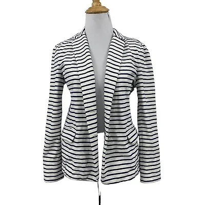 J.Crew Nautical Maritime Blazer Jacket Womens S Small Stripe Open Front Notch • $21.20