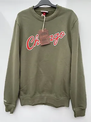 Mitchell & Ness Olive/Khaki Green Chicago Bulls Sweatshirt Size S BNWT • £49.95