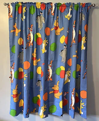 2–PANEL Vtg NOS DISNEY Winnie The Pooh Blue SEARS Lined CURTAINS Thermalsoft • $65