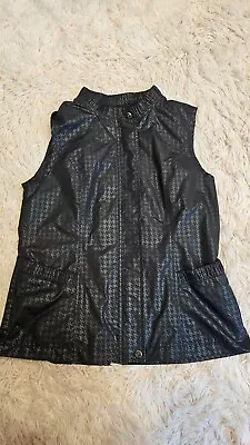 EP Pro Women's Black Polyester Houndstooth Sleeveless Pockets Golf Vest Size S • $18