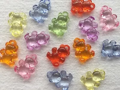 £2.75 • Buy Acrylic Teddy Bear Charms Multi Coloured Pram Charms Baby Showers Cake Topper