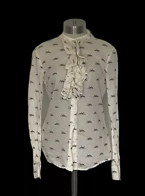 From Tom Joules Country Horse Equestrian Ruffle VINTAGE Lightweight Top Sz 10 • $36