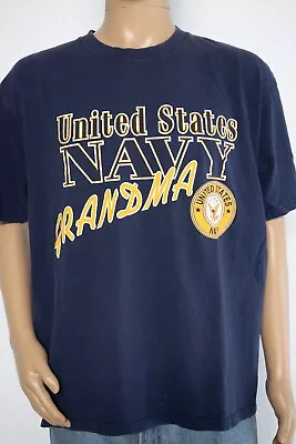 Vintage MJ Soffe United States Navy Grandma T Shirt Size XL Blue Made In U.S.A • $16.99