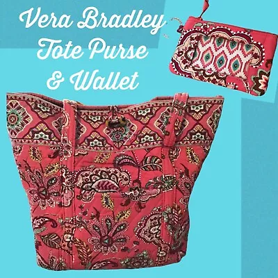 Vera Bradley Tote Bag New! CALL ME CORAL Large Toggle Tote W Matching ID WALLET • $78.96