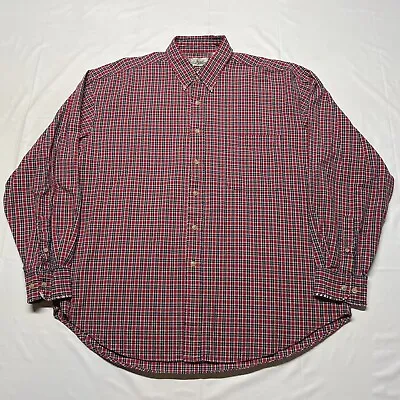 Vintage 90s Red Plaid Button Up Mens XL Hipster Grunge Formal Casual Bill Blass • $16.99