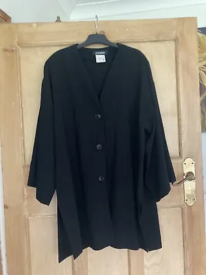 Vintage Jean Muir Black Crepe Wool Collarless Jacket Size 10 • $24.85