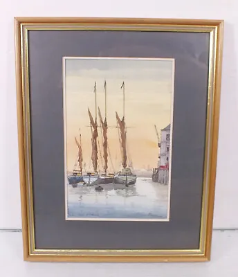 Sailing Barges Peter Edmonds Original Watercolour Framed & Glazed 38 X 30cms • £64.99