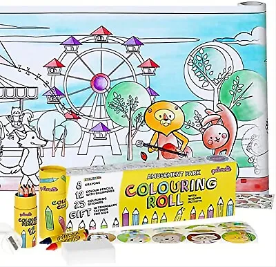 £8.49 • Buy Colouring Set For Children Including Roll, Colored Pencils, Crayons And Stickers