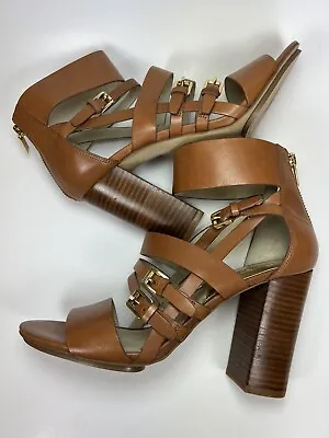 Michael Kors Shoes Us Size 9 Luggage Brown Leather Sandals • $35