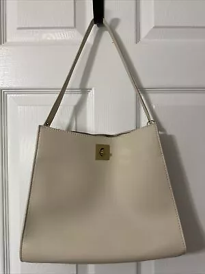 Zara Large Faux Leather Tote Bag Cream Purse NWOT • $19.99
