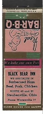 Vintage Match Cover - Black Bear Inn - Steubenville Ohio! • $3.99