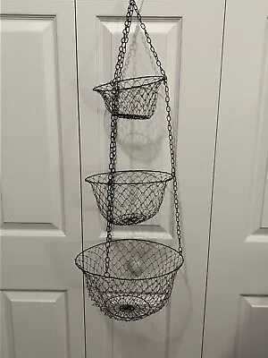 Black 3 Tier Hanging Fruit/Vegetable Basket- Kitchen Food Storage Space Saving • $12