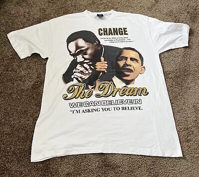 Vintage Martin Luther King Jr MLK X Obama T-Shirt - Size 4XL White • $55