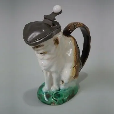 Rare Small Mintons Majolica Cat Pitcher With Pewter Lid • $5493.41