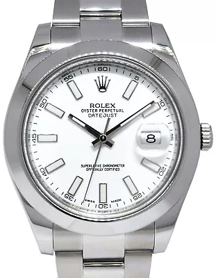 Rolex Datejust II Steel White Dial Mens 41mm Watch B/P '16 116300 • $10500