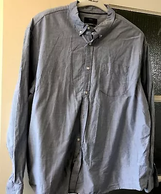 Men's M&S Laundered Oxford Pure Cotton Shirt Chambry/  Pale Indigo Size  4XL • £10.45