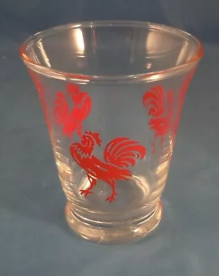 GLASS! - Vintage Red Rooster Orange Juice Or Cocktail Barware - 3  High • $3.99