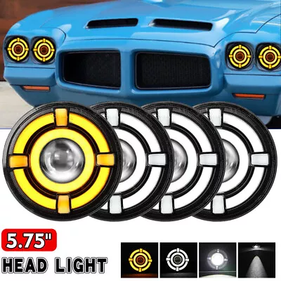 4pcs 5 3/4  5.75  Round LED Headlights Hi/Lo Beam Halo DRL For Ford Galaxie 500 • $92.60