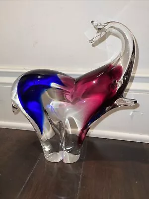 Large Murano Glass Elephant Sculpture 10.5 Inch Mid Century • $140