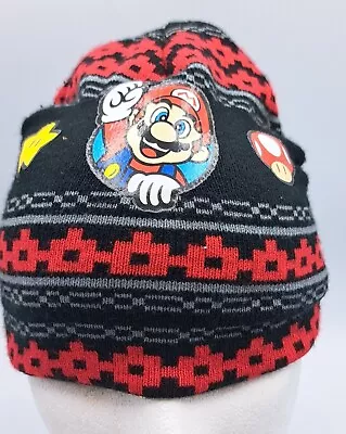 Nintendo Super Mario Kids Knit Hat Winter Black/Red Unisex Beanie Toboggan • $9.99