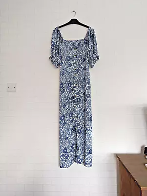 Next Blue And White Dress / Tea Dress Size 12 / 40 Morris & Co Design • £9.99