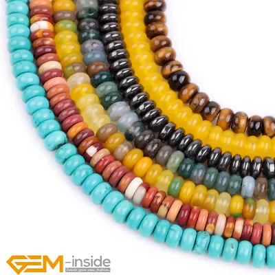 3x6mm Natural Assorted Gemstones Rondelle Heishi Spacer Jewelry Making Beads DIY • $13.19