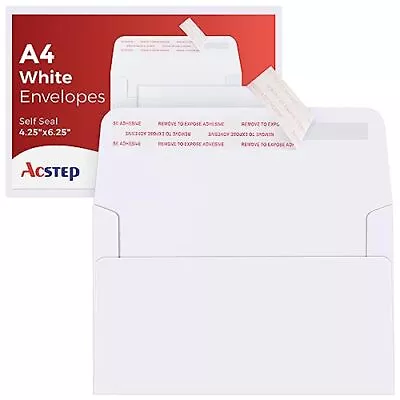 100Pack A4 Envelopes 4-1/4 X6-1/4 Inch Self Seal White 4 X 6 Envelopes For Fo... • $15.52