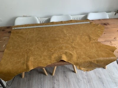 £37.50 • Buy Tan Leather Hide  Piece - Distressed Tan Cow Hide Leather - Upholstery Grade