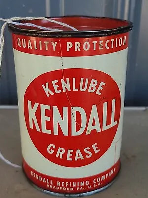 Vintage Kendall Kenlube Grease Oil Can Tin 1LB Size Bradford PA USA  • $42.75