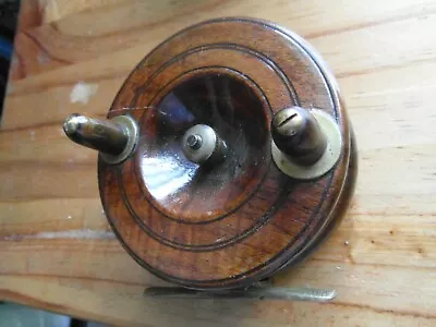 Vintage Wooden Fishing Reel Brass Foot • $24.90