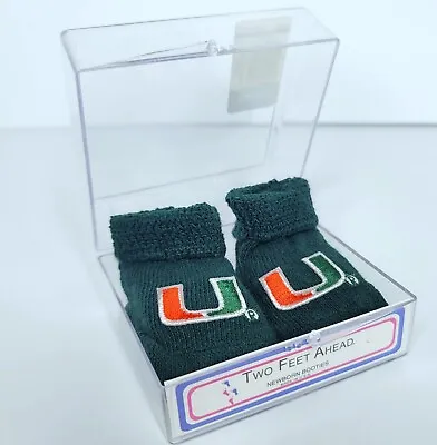 New Miami Hurricanes Newborn Booties Green Logo Socks By Two Feet Ahead  • $9.95