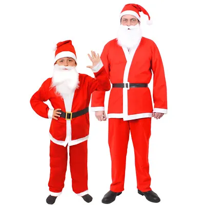 Santa Suit Costume Adult Childs Father Christmas Fancy Dress Xmas Outfit Fun Run • £9.99