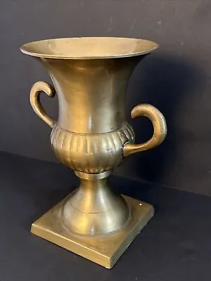 Brass Gold Tone Metal Urn Trophy Vase With Handles 7” Classical Bookend 1.7 Lb • $27.88