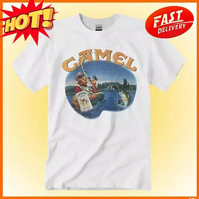 RARE VTG Camel Smokin Joe Fly Fishing Tackle Shop Pocket T-Shirt • $20.79