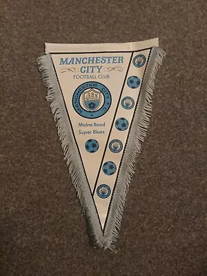 Rare Vintage Manchester City Club Crest Maine Road Super Blues Large Pennant • £18