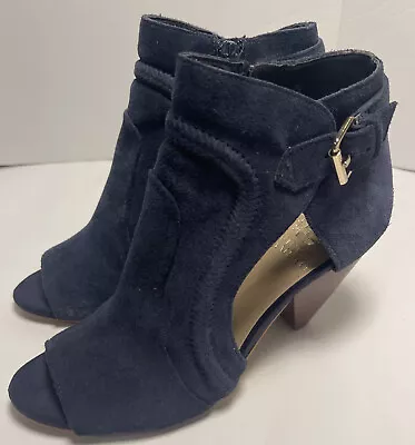 Vince Camuto Leather Peep Toes Heels 6.5 6 1/2 Blue Shoes Booties  Women’s • $15