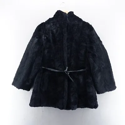 Vintage Tissavel Womens Faux Fur Jacket Large Black Lined Made In France • $34.91