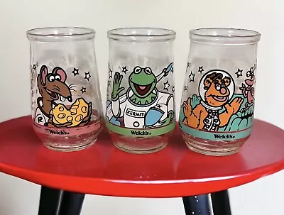 Lot Of 3 1990's Vintage Muppets In Space Welch’s Jelly Jam 4” Jar Juice Glasses • $14.99